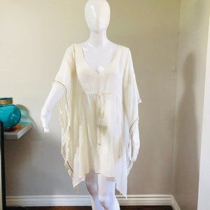 LISA CURRAN!! CREAM COLORED BATHING SUIT COVERUP WITH EMPIRE WAIST SIZE …